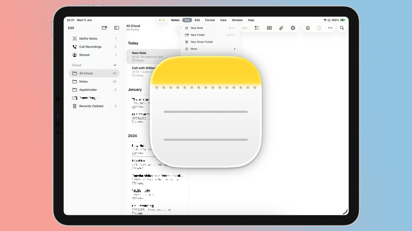 Apple Notes på iPadOS 26: Modent med Markdown og menulinjer