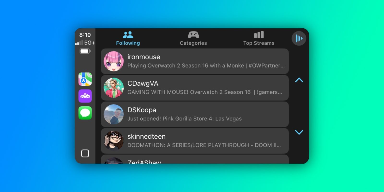 CarStream: Sikker Twitch-streaming direkte på CarPlay uden forstyrrelser