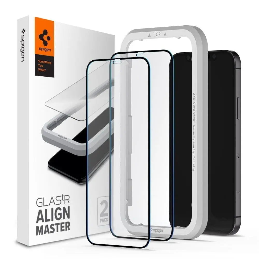 TEMPERED Spigen ALM GLASS FC 2-PACK IPHONE 12/12 PRO BLACK Spigen