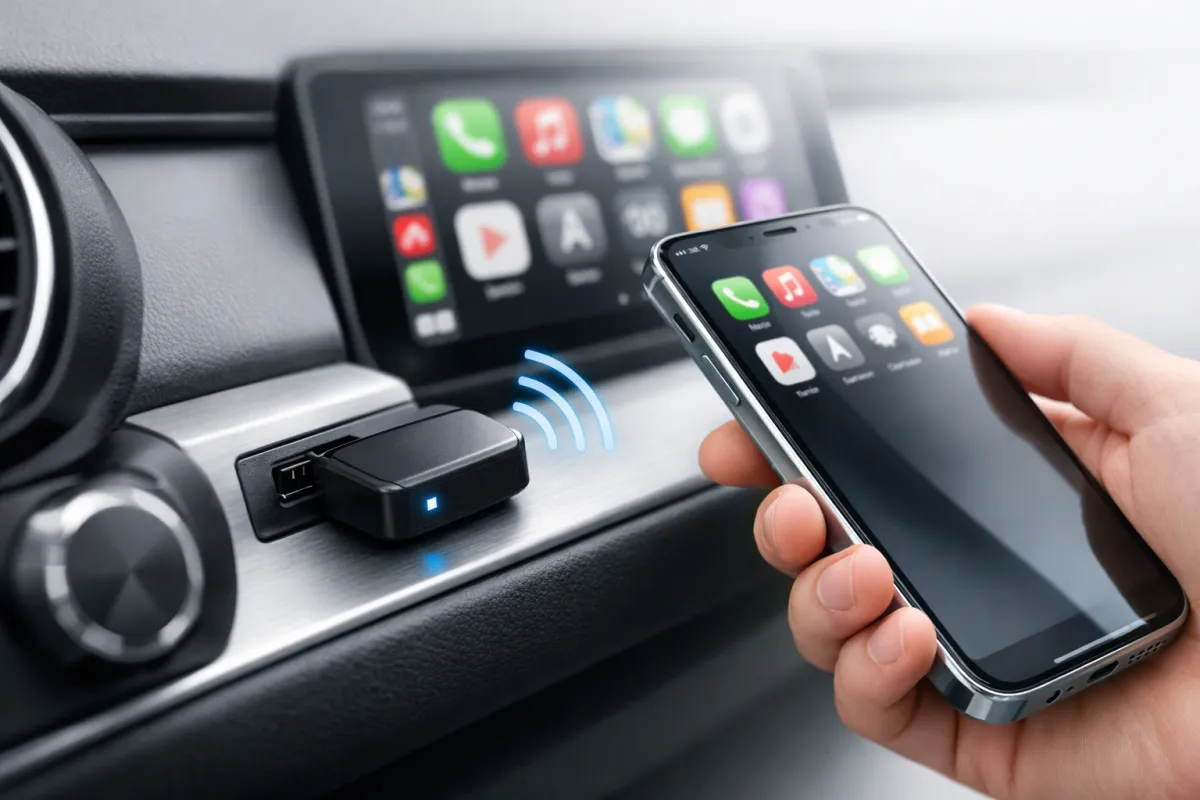 Lille adapter gør kablet CarPlay trådløst – uden at skifte bil eller head unit Post feature image