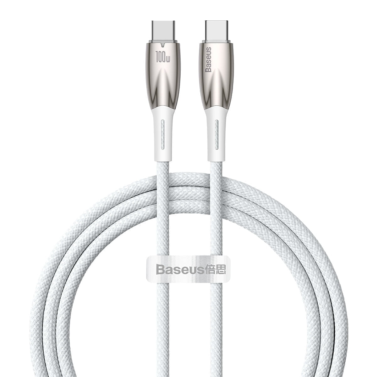 Cable Baseus Glimmer Series quick charge USB-C 480Mb/s PD 100W 2m white